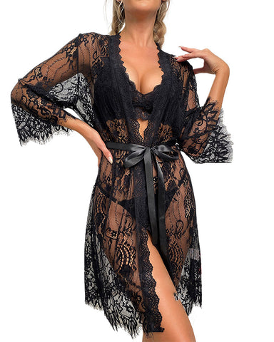 Sexy mesh lace temptation see-through robes