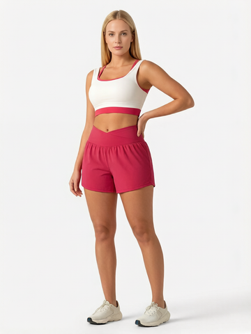 High-Waisted Yoga Shorts Set with Pockets