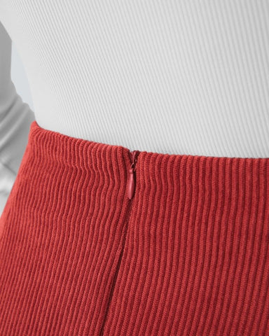 High-Waist 2-in-1 Corduroy A-Line Mini Skirt