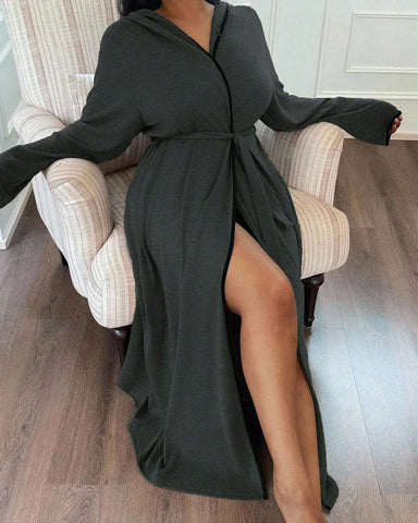 Women’s Long Sleeve Bathrobe – Cozy Casual Robe with Belt