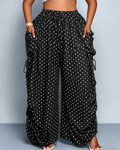 Women's Casual Loose-Fit Wide Leg Pants, All-Season Woven Fabric, Daily Commute