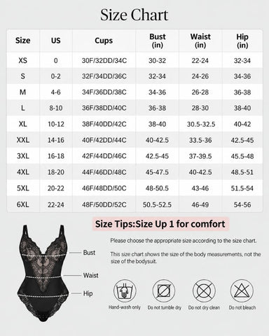 Deep-V Lace Tummy Control Shaping Bodysuit