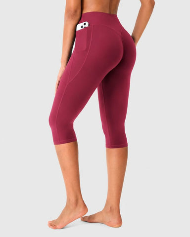 High-Waisted No-Front-Seam Scrunch Capri Leggings