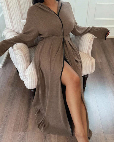 Women’s Long Sleeve Bathrobe – Cozy Casual Robe with Belt
