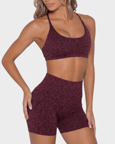 Seamless Multi-Print Sculpting Sports Bra & Shorts Set