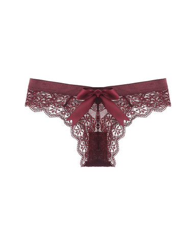 4-Pack Women’s Low-Waist Seamless Breathable Bow Lace Panties