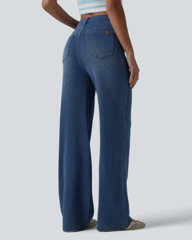 High-Waist Sculpting Straight-Leg Stretch Jeans