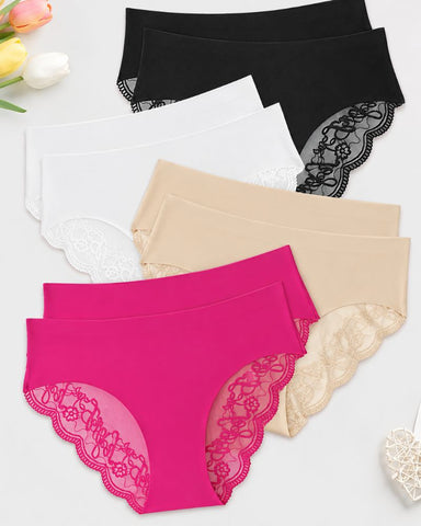 8-Pack Seamless Lace Mid-Rise Stretch Panties