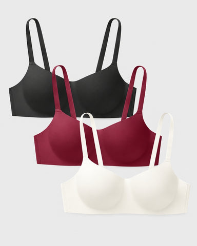3-Pack Wireless Square-Neck Balconette Bras