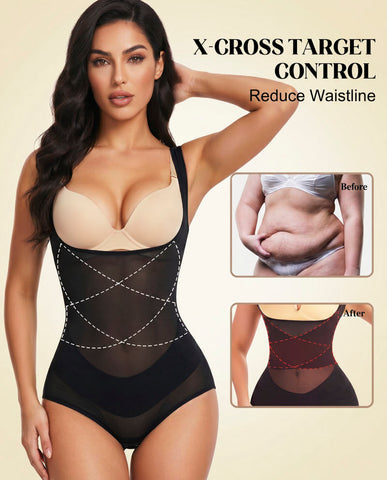 Open Bust Cross Compression Body Shaper