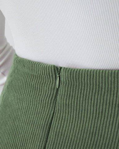 High-Waist 2-in-1 Corduroy A-Line Mini Skirt