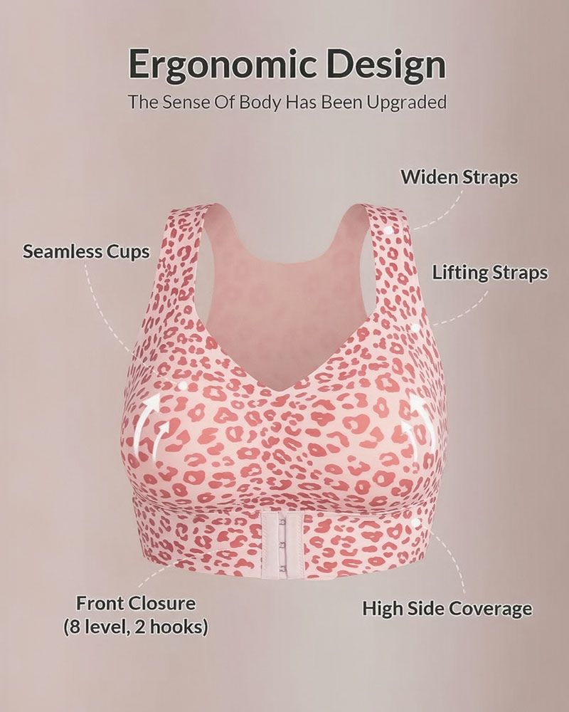 Cross Back Front Closure Wireless Posture Support Bra