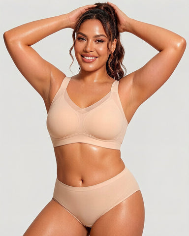 Womens Wireless Bras V Mesh Comfortable Bralette Supportive