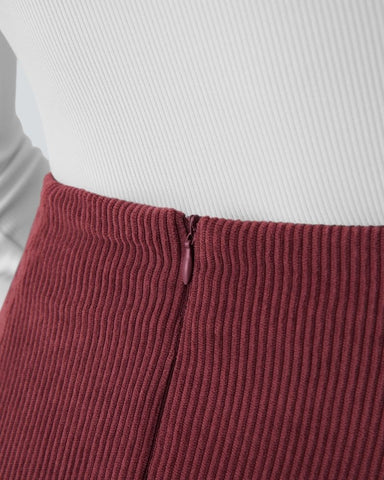 High-Waist 2-in-1 Corduroy A-Line Mini Skirt