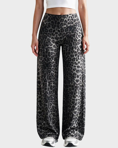 High-Waist Solid & Leopard Flare Pants