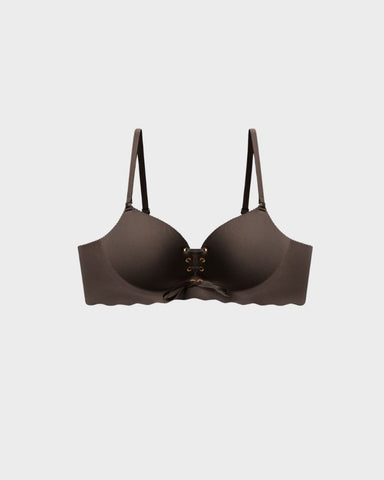 Lace-Up Padded Wireless Push-Up Bra