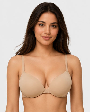 Deep Plunge Push-Up Underwire T-Shirt Bra