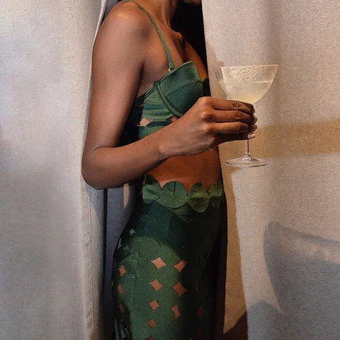 Laser Cutting Circularity Bikini Swimsuit and Split Skirt