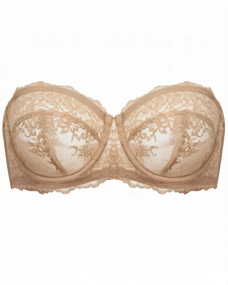 Lace Strapless See-Through Plus Size Convertible Underwire Bra