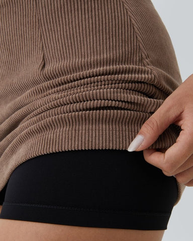 High-Waist 2-in-1 Corduroy A-Line Mini Skirt
