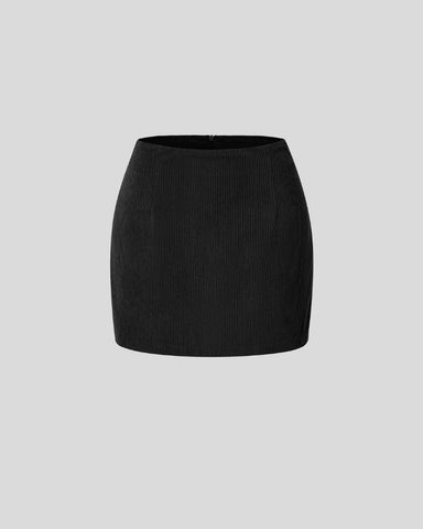 High-Waist 2-in-1 Corduroy A-Line Mini Skirt