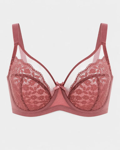 Plus Size Floral Lace Minimizer Underwire Bra