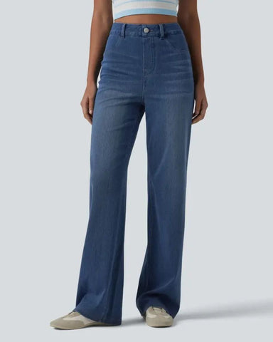 High-Waist Sculpting Straight-Leg Stretch Jeans