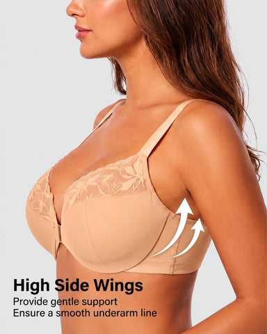 Front-Closure Lace Back-Smoothing Underwire Bra