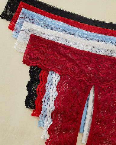 Women Sexy Lingeries 5 sets Crotchless Panties