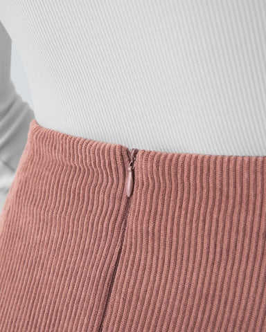 High-Waist 2-in-1 Corduroy A-Line Mini Skirt