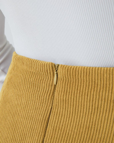 High-Waist 2-in-1 Corduroy A-Line Mini Skirt