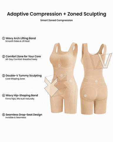 Triple-Zone Compression Drop-Seat Full Body Shaping Bodysuit