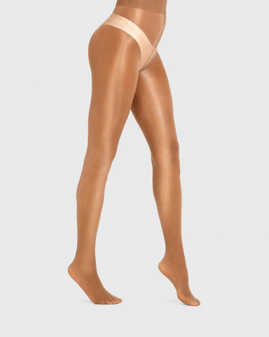 High-Waist Shiny Sheer Silky Pantyhose