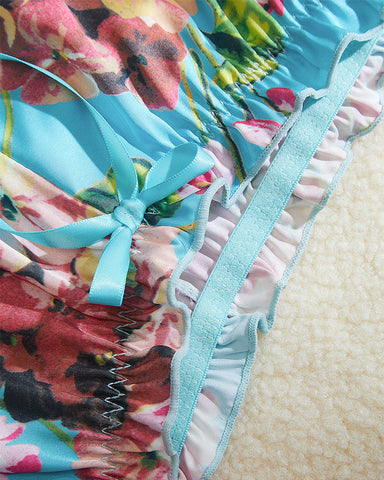 Classic Sexy Floral Lace Bralette with Satin Shorts