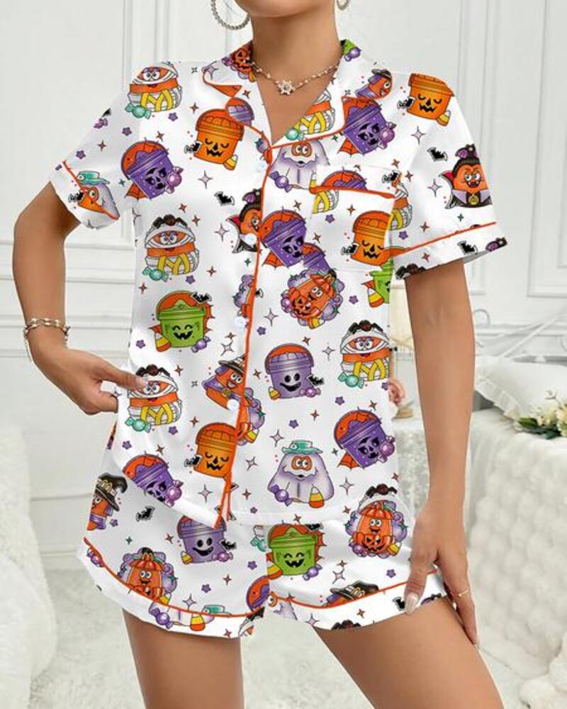 Women's Halloween Print Pajama Set