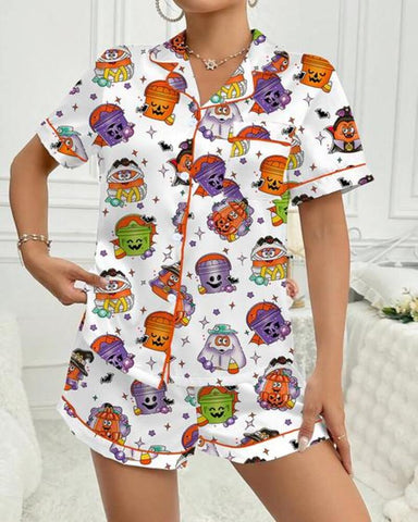 Women's Halloween Print Pajama Set
