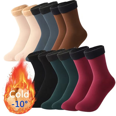 Fleece-Lined Thickened Winter Snow Socks (5 Pairs)