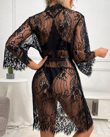 Sexy mesh lace temptation see-through robes