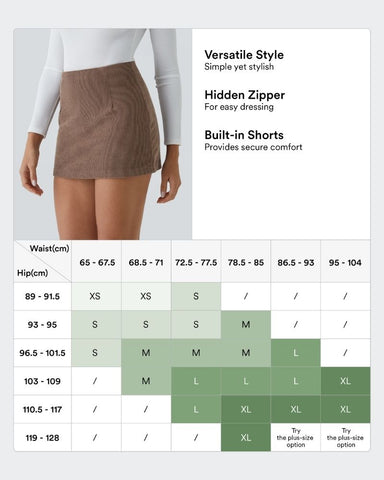 High-Waist 2-in-1 Corduroy A-Line Mini Skirt