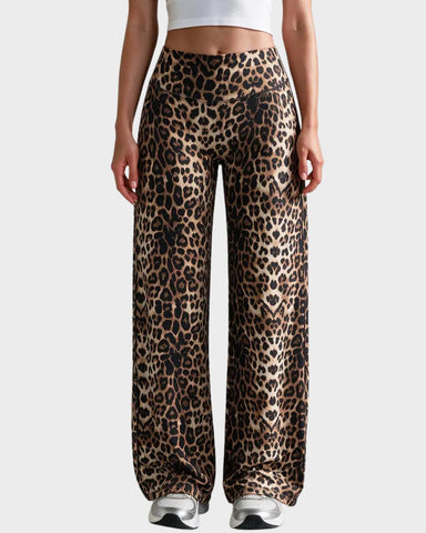 High-Waist Solid & Leopard Flare Pants