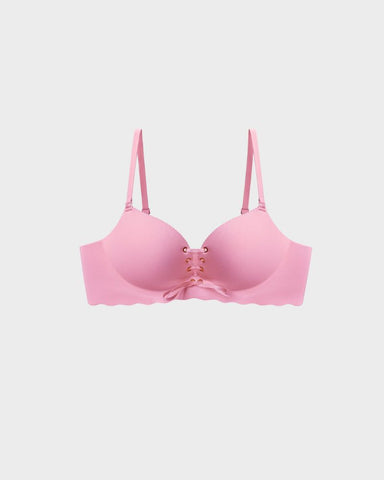 Lace-Up Padded Wireless Push-Up Bra