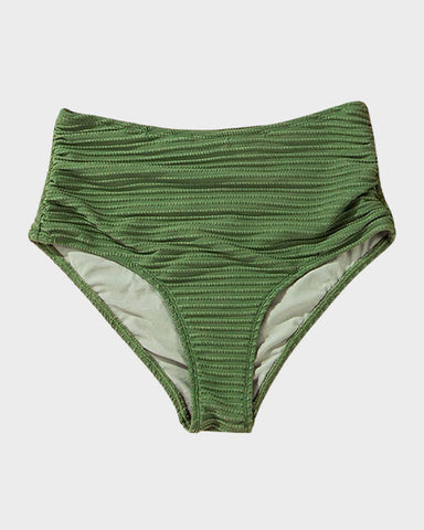 Textured Knot-Front High-Waisted Bikini Set