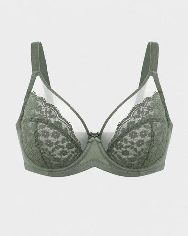 Plus Size Floral Lace Minimizer Underwire Bra