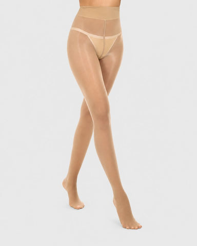 High-Waist Shiny Sheer Silky Pantyhose