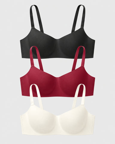 3-Pack Wireless Square-Neck Balconette Bras