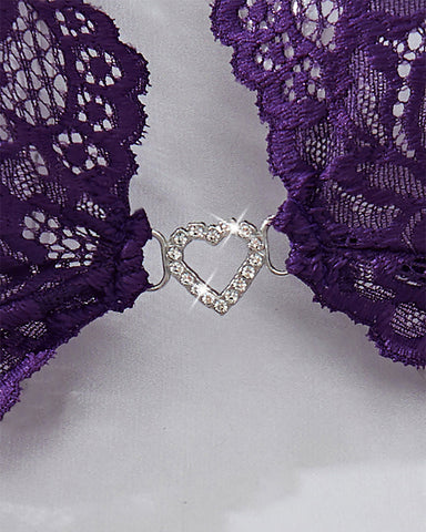 Sexy Purple Lace Lingerie Set – Halter Neck See-Through Design