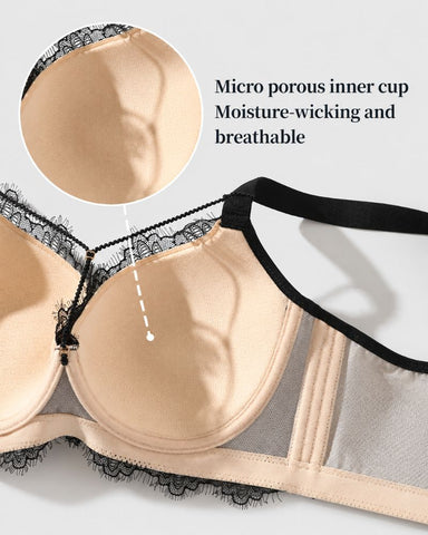 Deep-V Lace Full-Coverage Push-Up Bra