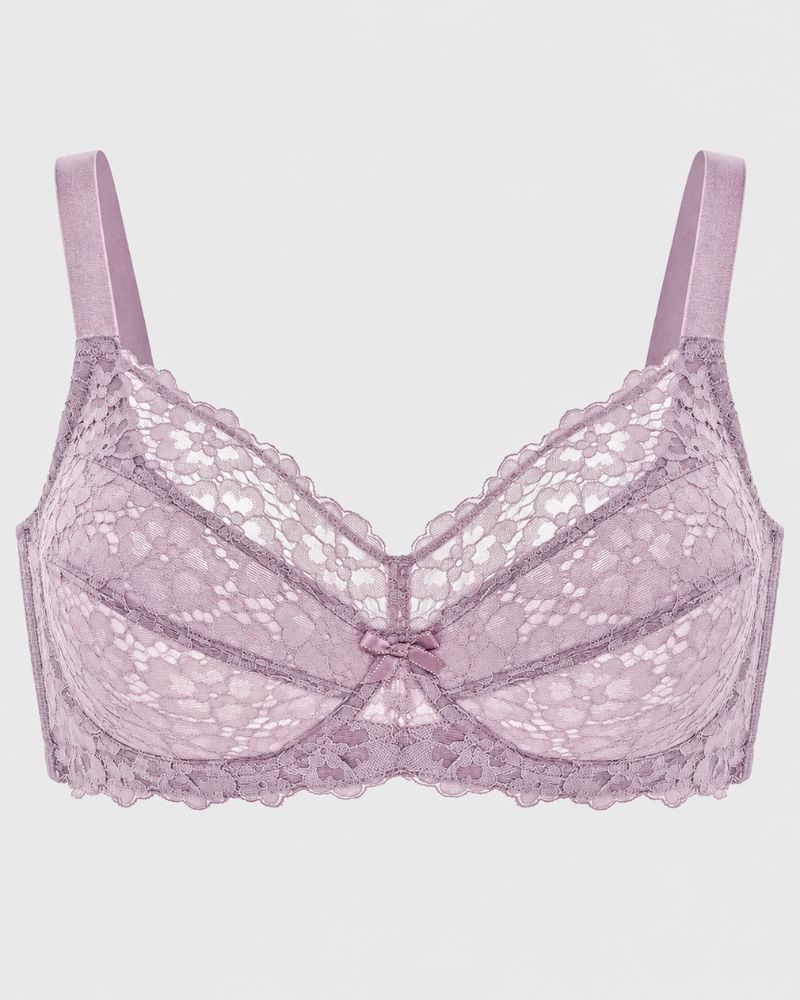 Plus Size Full-Coverage Unlined Lace Support Bra