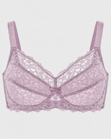 Plus Size Full-Coverage Unlined Lace Support Bra