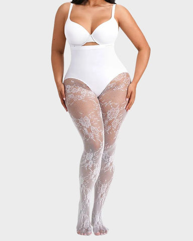 High-Waist Floral Lace Light Control Shaping Tights